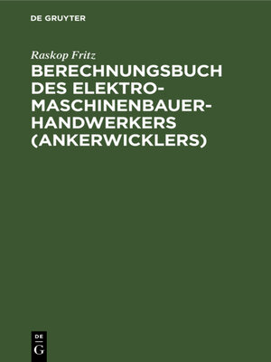 cover image of Berechnungsbuch des Elektromaschinenbauer-Handwerkers (Ankerwicklers)